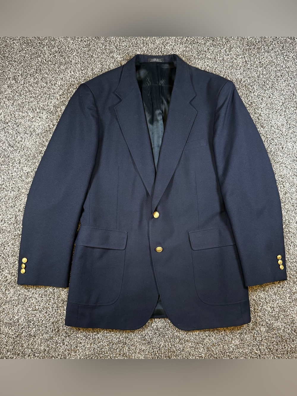 David Taylor Mens 42L Navy Blazer Sport Coat Gold Buttons Wool Blend Classic USA